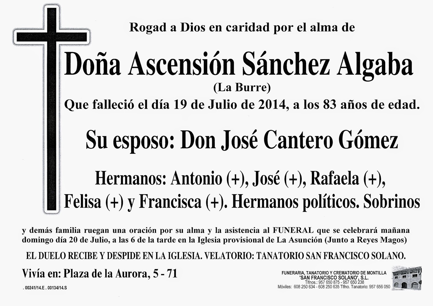 PULSE SOBRE LA ESQUELA PARA AMPLIAR